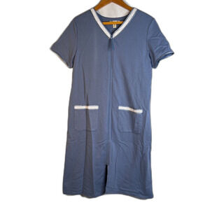 Richie House Full Zip Robe Night Dress Nightgown Short Sleeve Small Cotton Blend